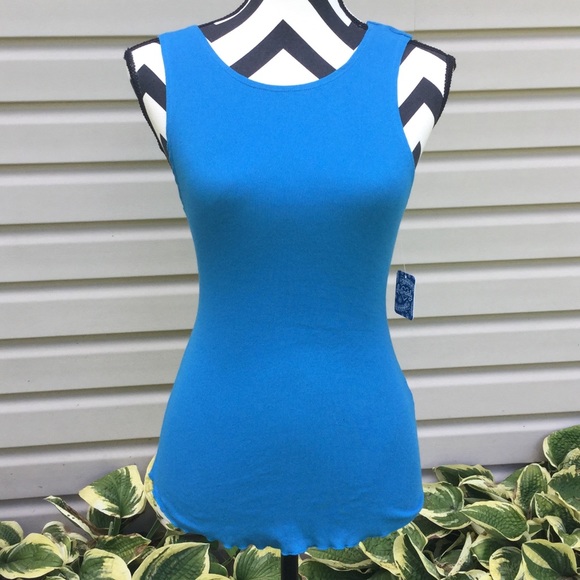 NWT Free People Blue Pfeiffer Twist Open Back Tank - Picture 6 of 8